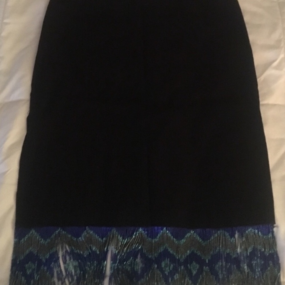 Black Pencil Skirt with beaded fringe. Siz…